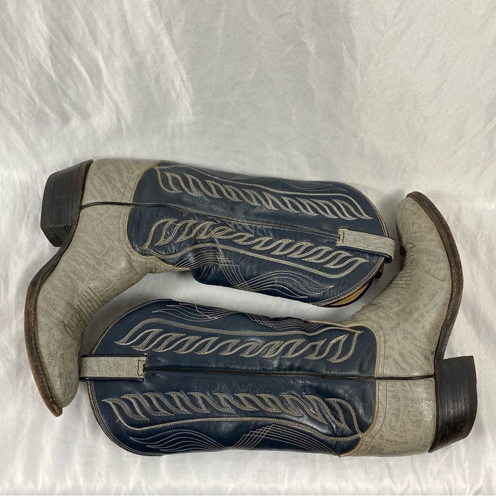 Tony Lama Men’s Gray Western Cowboy Boots Size 7 B Style 8086 - Picture 12 of 16